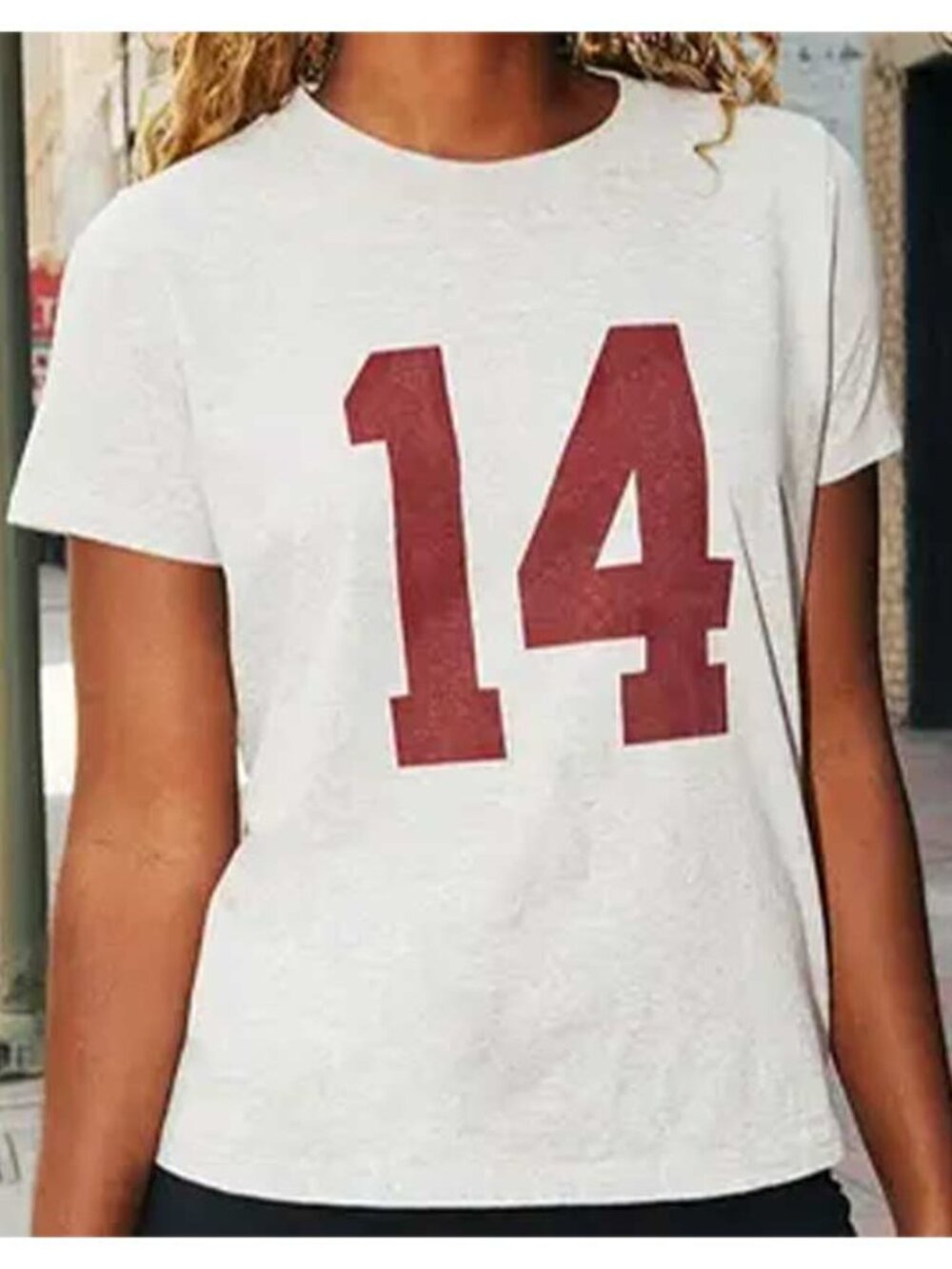 Brandy Melville John Galt White and Red 14 Short Sleeve Tshirt - One Size